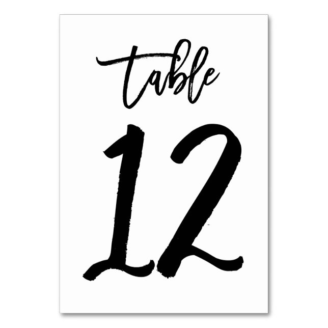 Chic Hand Lettered Table Number Card | Table 12 (Front)