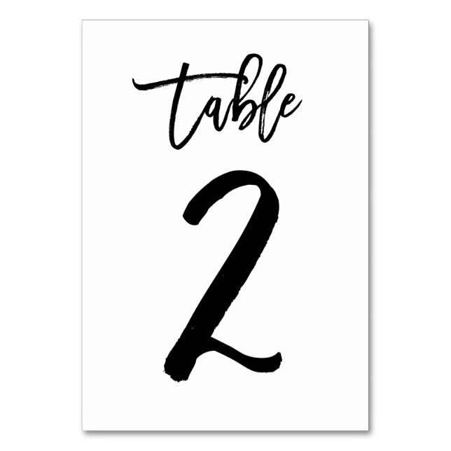 Chic Hand Lettered Table Number Card | Table 2 (Front)