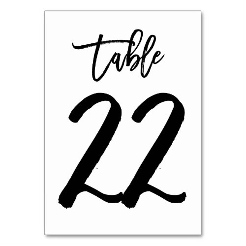 Chic Hand Lettered Table Number Card  Table 22