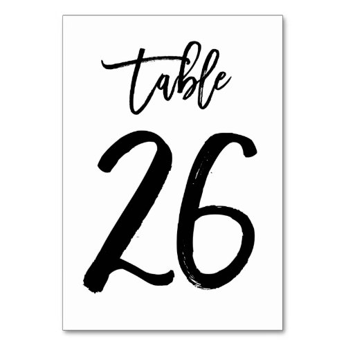 Chic Hand Lettered Table Number Card  Table 26