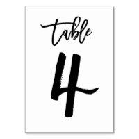 Chic Hand Lettered Table Number Card | Table 4