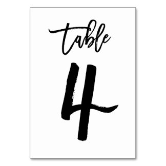 Chic Hand Lettered Table Number Card | Table 4