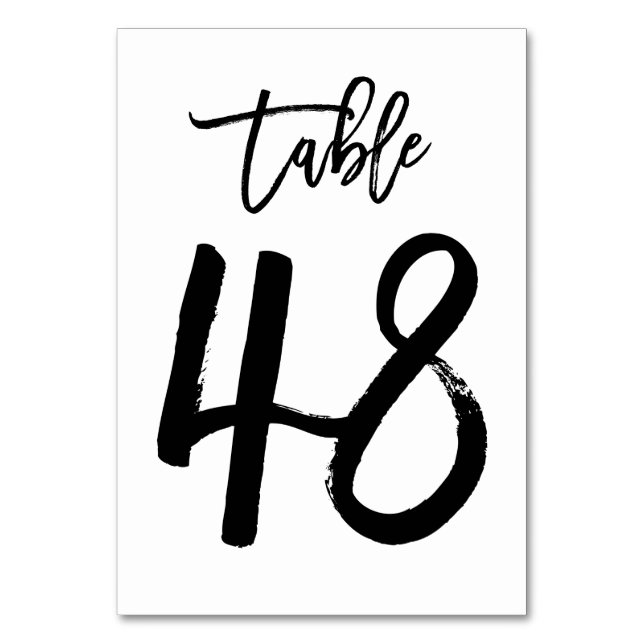 Chic Hand Lettered Table Number Card | Table 48 (Front)