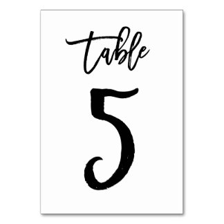 Chic Hand Lettered Table Number Card | Table 5