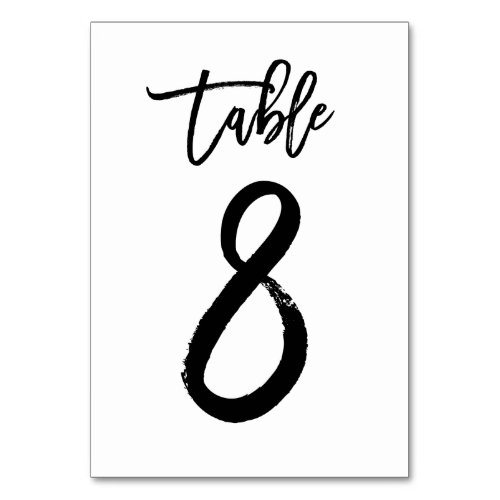 Chic Hand Lettered Table Number Card  Table 8