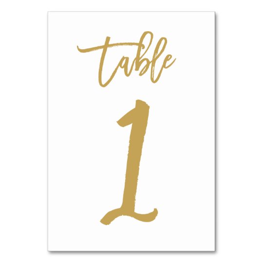 Chic Hand Lettered Table Number Gold Table 1 Zazzle