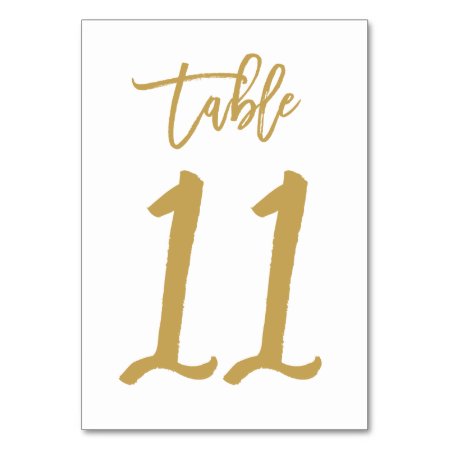 Chic Hand Lettered Table Number Gold | Table 11
