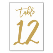 Chic Hand Lettered Table Number Gold | Table 12 (Back)