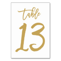 Chic Hand Lettered Table Number Gold | Table 13