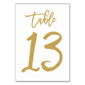 Chic Hand Lettered Table Number Gold | Table 13 (Back)