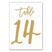 Chic Hand Lettered Table Number Gold | Table 14