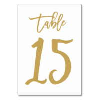 Chic Hand Lettered Table Number Gold | Table 15