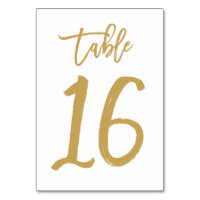 Chic Hand Lettered Table Number Gold | Table 16