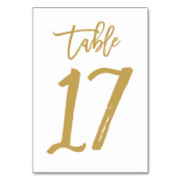 Chic Hand Lettered Table Number Gold | Table 17