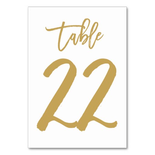 Chic Hand Lettered Table Number Gold | Table 22