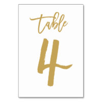 Chic Hand Lettered Table Number Gold | Table 4