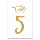 Chic Hand Lettered Table Number Gold | Table 5 (Back)