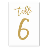 Chic Hand Lettered Table Number Gold | Table 6