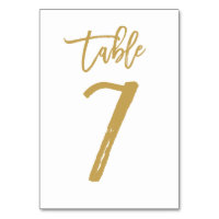 Chic Hand Lettered Table Number Gold | Table 7