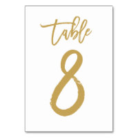 Chic Hand Lettered Table Number Gold | Table 8