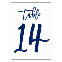 Chic Hand Lettered Table Number Navy | Table 14