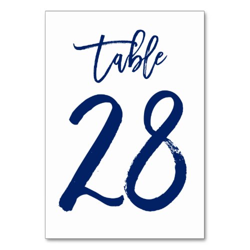 Chic Hand Lettered Table Number Navy  Table 28