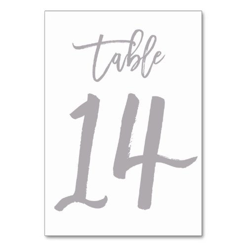 Chic Hand Lettered Table Number Silver  Table 14