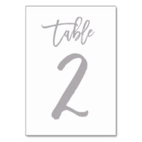 Chic Hand Lettered Table Number Silver | Table 2