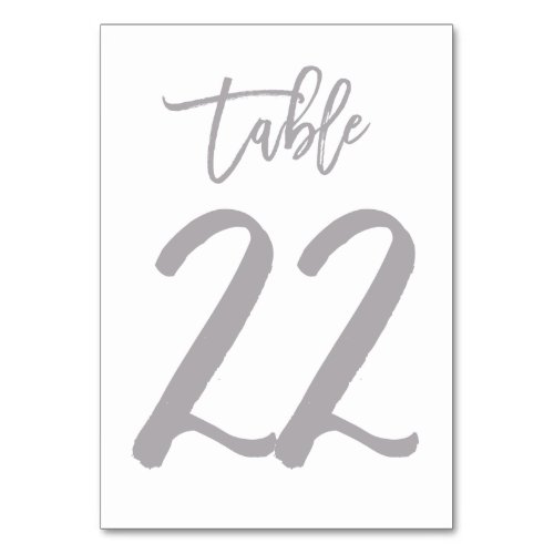 Chic Hand Lettered Table Number Silver  Table 22