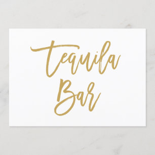 Chic Hand Lettered Tequila Bar Gold Invitation