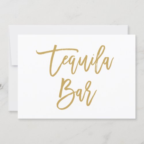 Chic Hand Lettered Tequila Bar Gold Invitation