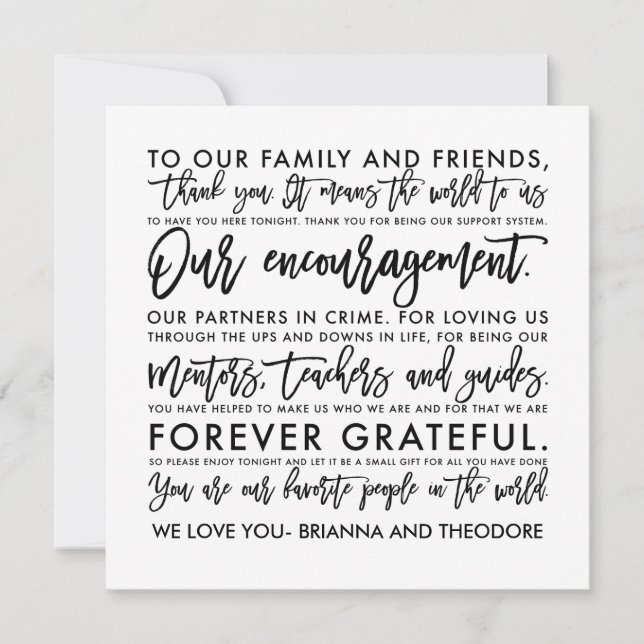 Chic Hand Lettered Thank You Message Card (Front)