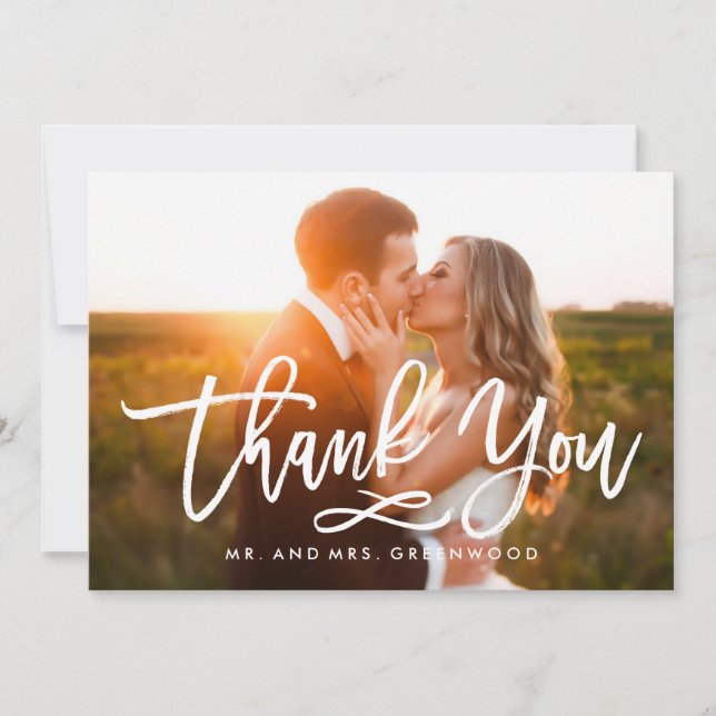 Chic Hand Lettered Thank You Photo (Front)