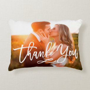 Chic Hand Lettered Thank You Photo Accent Pillow