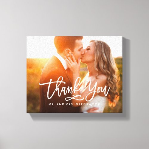 Chic Hand Lettered Thank You Photo Canvas Print