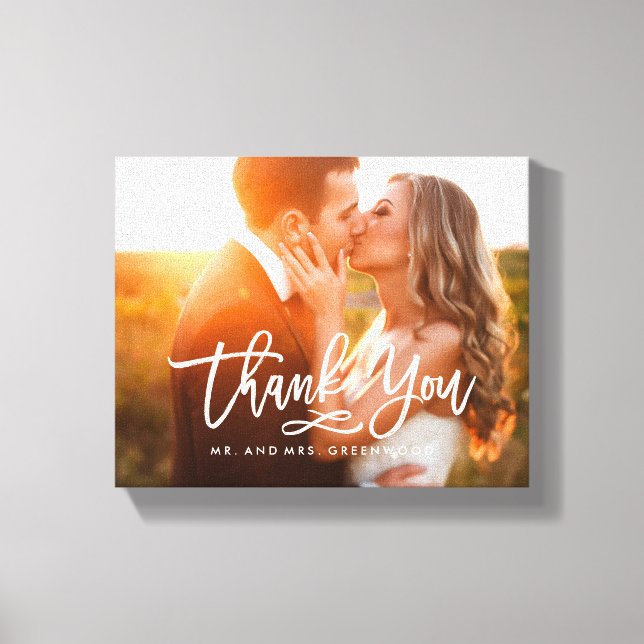 Chic Hand Lettered Thank You Photo Canvas Print (Front)