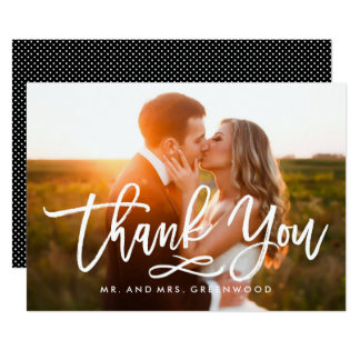 Chic Hand Lettered Thank You Photo Card