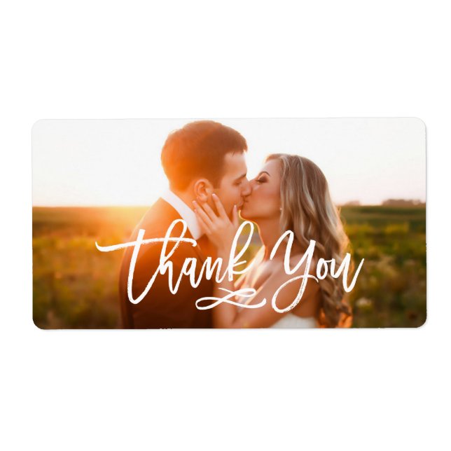 Chic Hand Lettered Thank You Photo Label (Front)