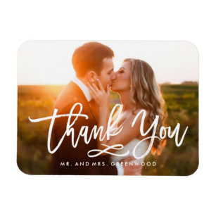 Thank You Refrigerator Magnets Zazzle Chic Hand Lettered Thank You Photo Magnet