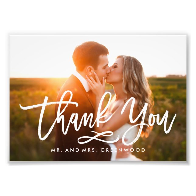 Chic Hand Lettered Thank You Photo Print (Front)