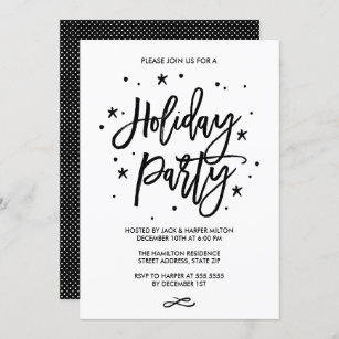 Chic Hand Lettered Typography Holiday Party Invitation