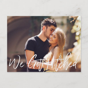 Chic Hand Lettered We Got Hitched Announcement