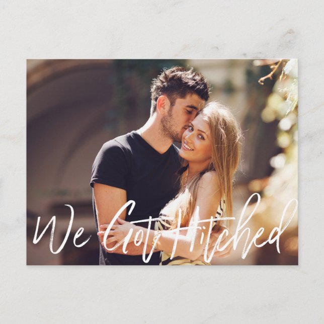 Chic Hand Lettered We Got Hitched Announcement (Front)