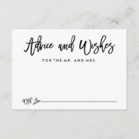 Chic Hand Lettered Wedding Advice and Wishes Card