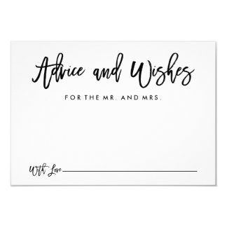Chic Hand Lettered Wedding Advice and Wishes Card
