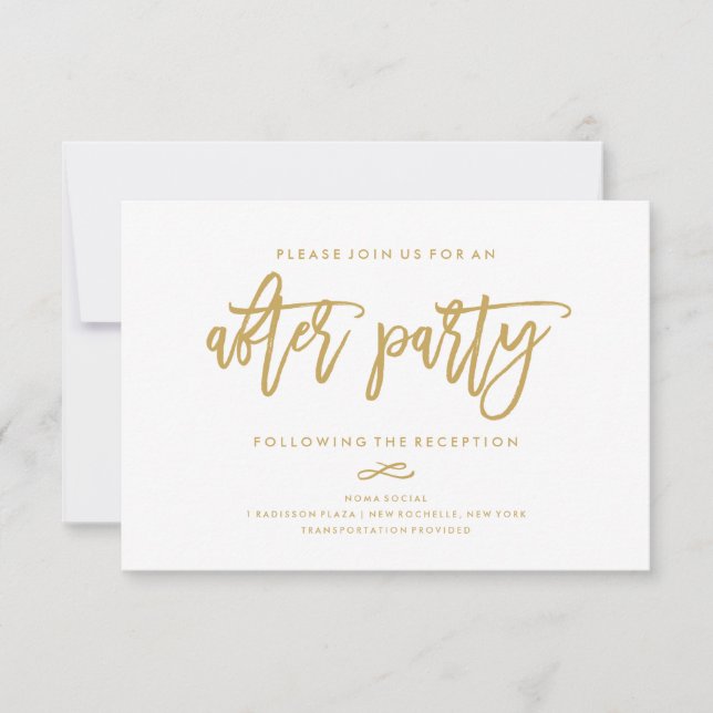 Chic Hand Lettered Wedding After Party Invitation (Front)
