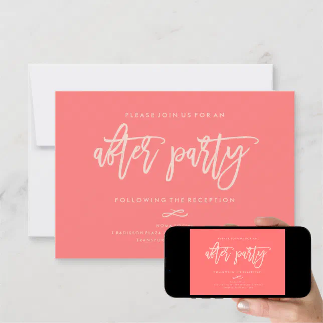 Chic Hand Lettered Wedding After Party Invitation Zazzle