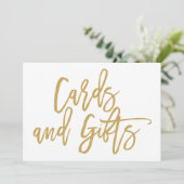 Chic Hand Lettered Wedding Cards and Gifts Sign (Standing Front)