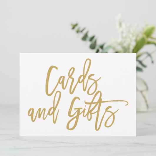 Chic Hand Lettered Wedding Cards and Gifts Sign (Standing Front)