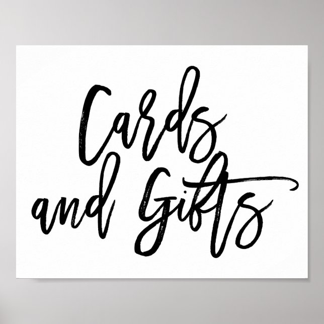 Chic Hand Lettered Wedding Cards & Gifts Sign (Front)